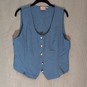 Good Luck Gem Blue Sleeveless Button-Down Vest